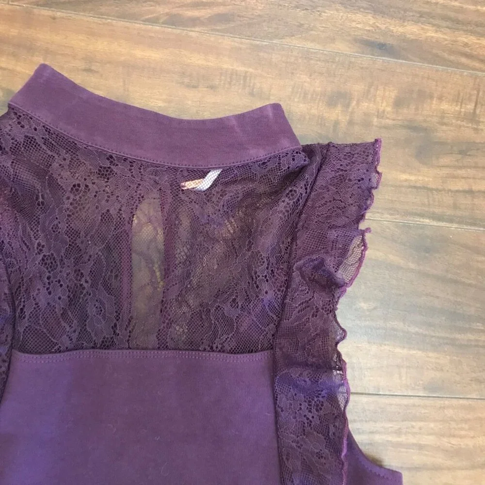 Free People Beaumont Muse Lace Detail Women's Mini Bodycon Dress‎ Size S Purple